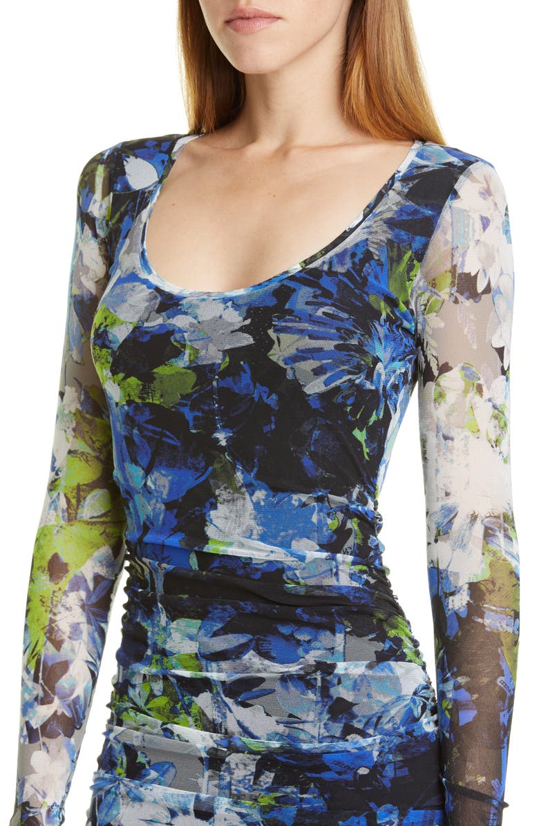 Fuzzi Floral Ruched Long Sleeve Dress, Alternate, color,