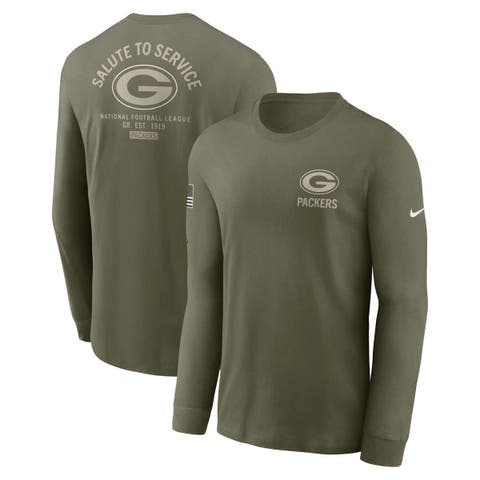 Men's Nike Olive Green Bay Packers 2025 Salute to Service Sideline Long Sleeve T-Shirt