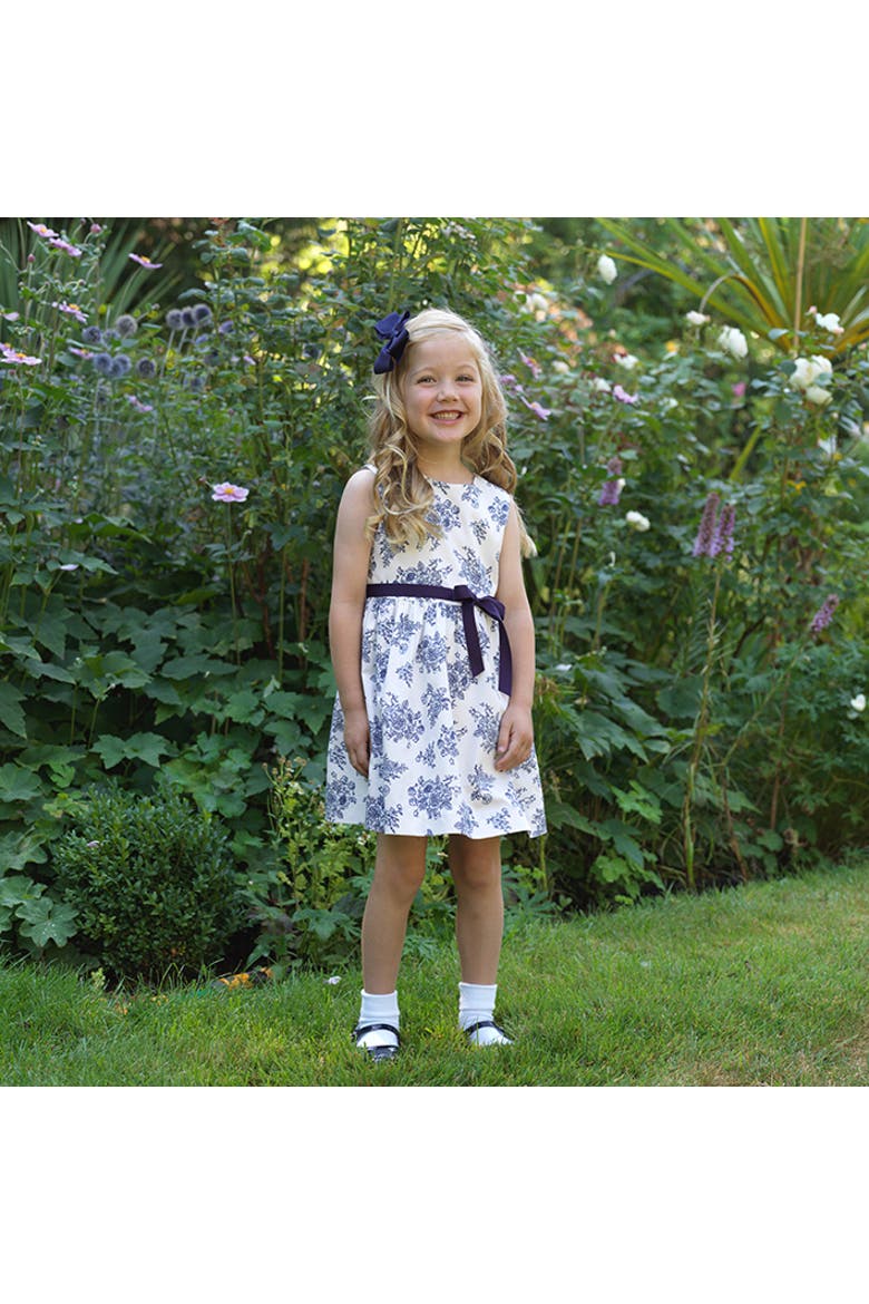 Floral Toile Dress, Alternate, color, Navy