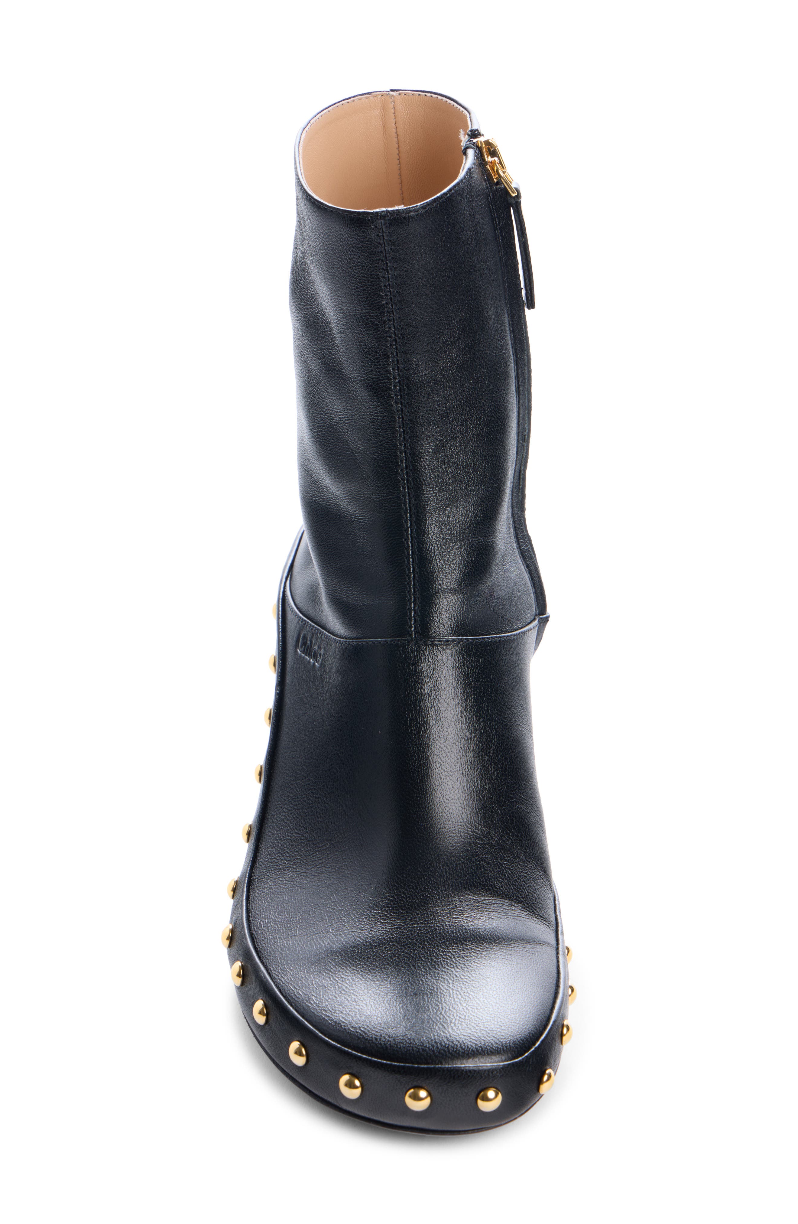 Chloé Junie Studded Kitten Heel Bootie, Alternate, color, Black
