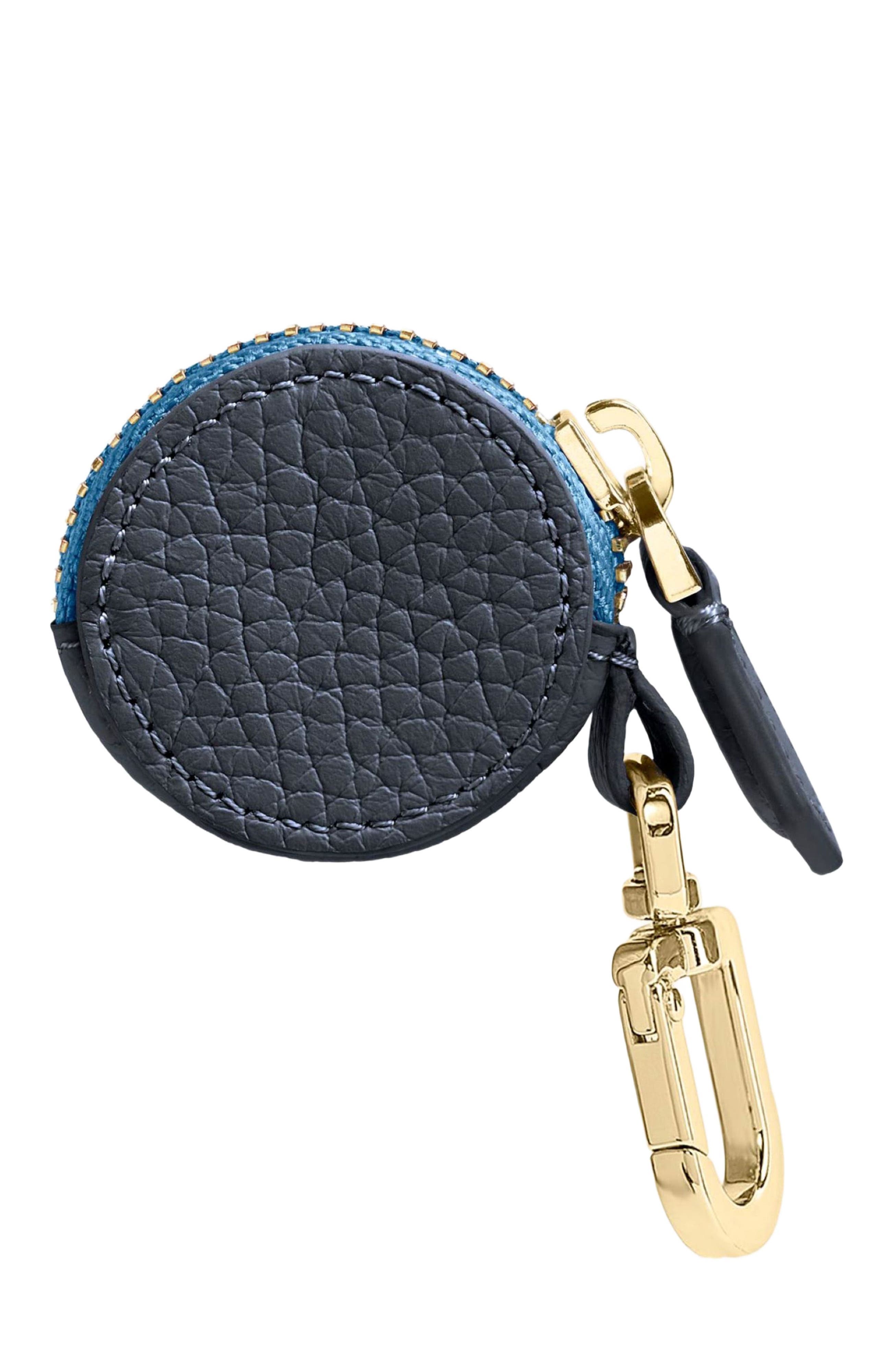 MAISON de SABRÉ Leather AirTag Charm, Alternate, color, Graphite Sky