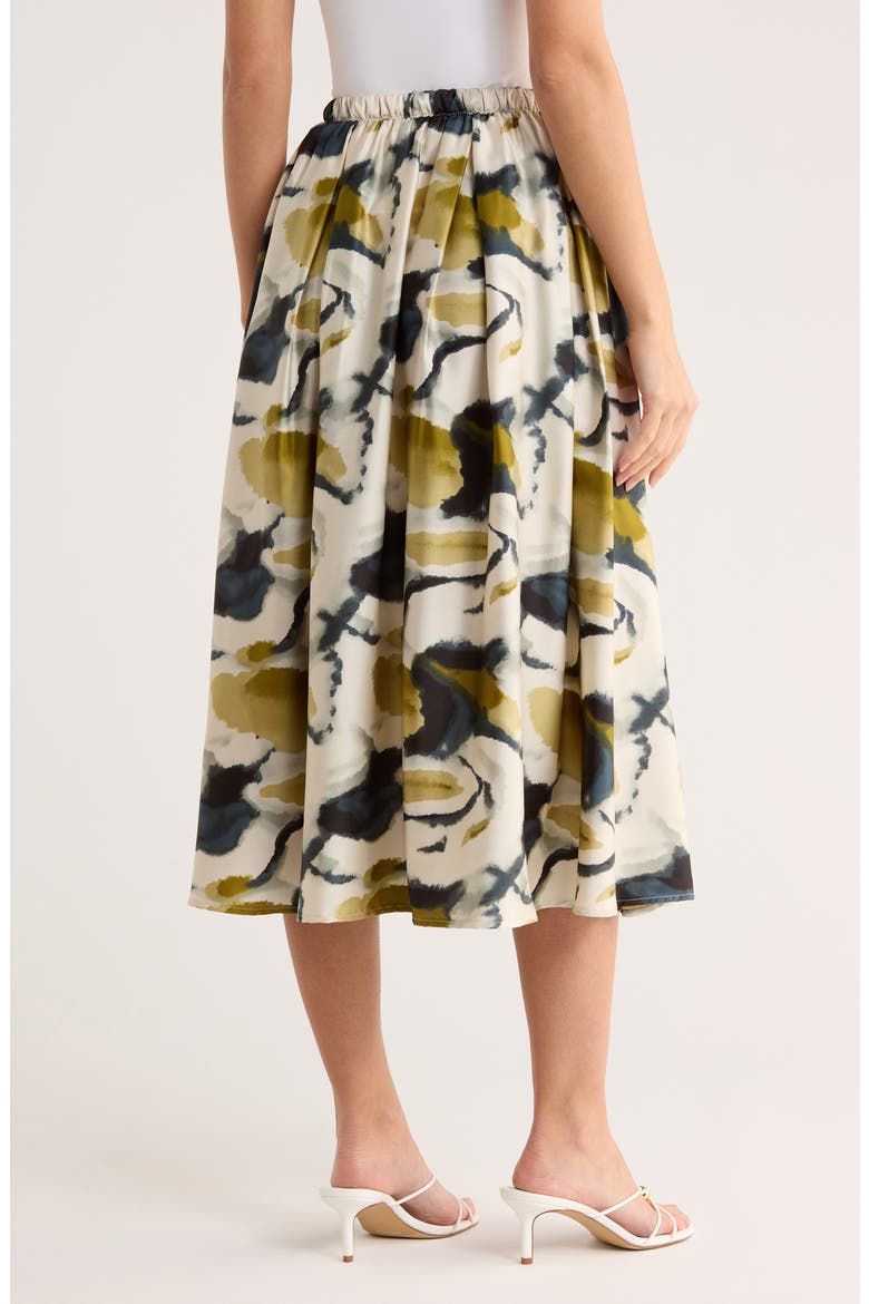 Polka Dot Satin Midi Skirt, Alternate, color, OLIVE WATERCOLOR GEODE