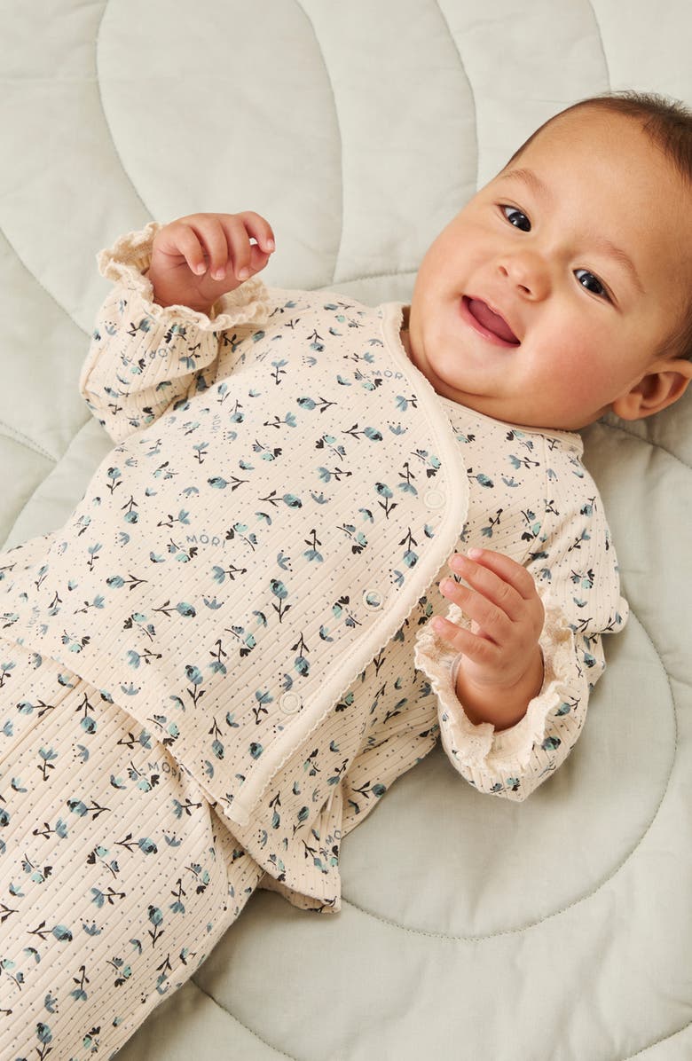 MORI Floral Snap Cardigan & Footed Leggings Set, Alternate, color, 