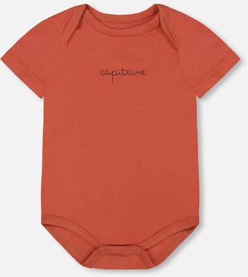 Baby Boy's Organic Cotton Bodysuit Terracotta