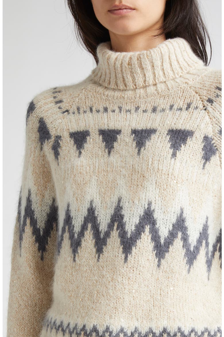 Fair Isle Alpaca & Mohair Blend Turtleneck Sweater, Alternate, color, 02 SAND