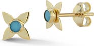 Ember Fine Jewelry <p>14K Gold Turquoise Flower Stud Earrings</p>