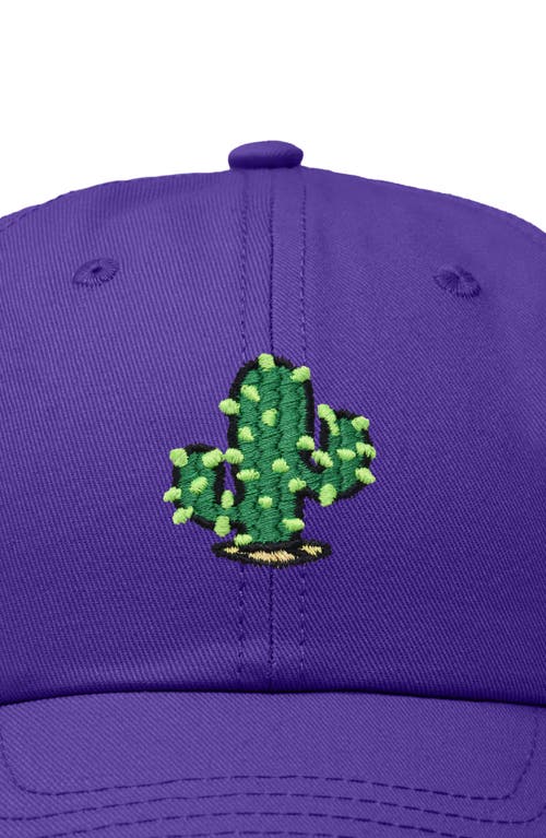 Dalix Cactus Embroidered Low Crown Cap In Purple
