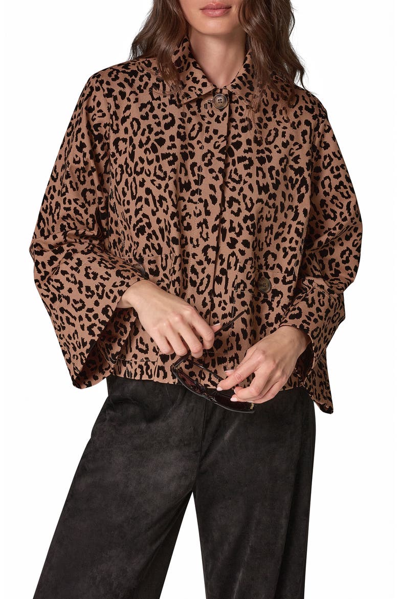 Flocked Leopard Print Trapeze Jacket, Main, color, CAMEL COMBO