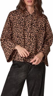 Donna Karan New York Flocked Leopard Print Trapeze Jacket