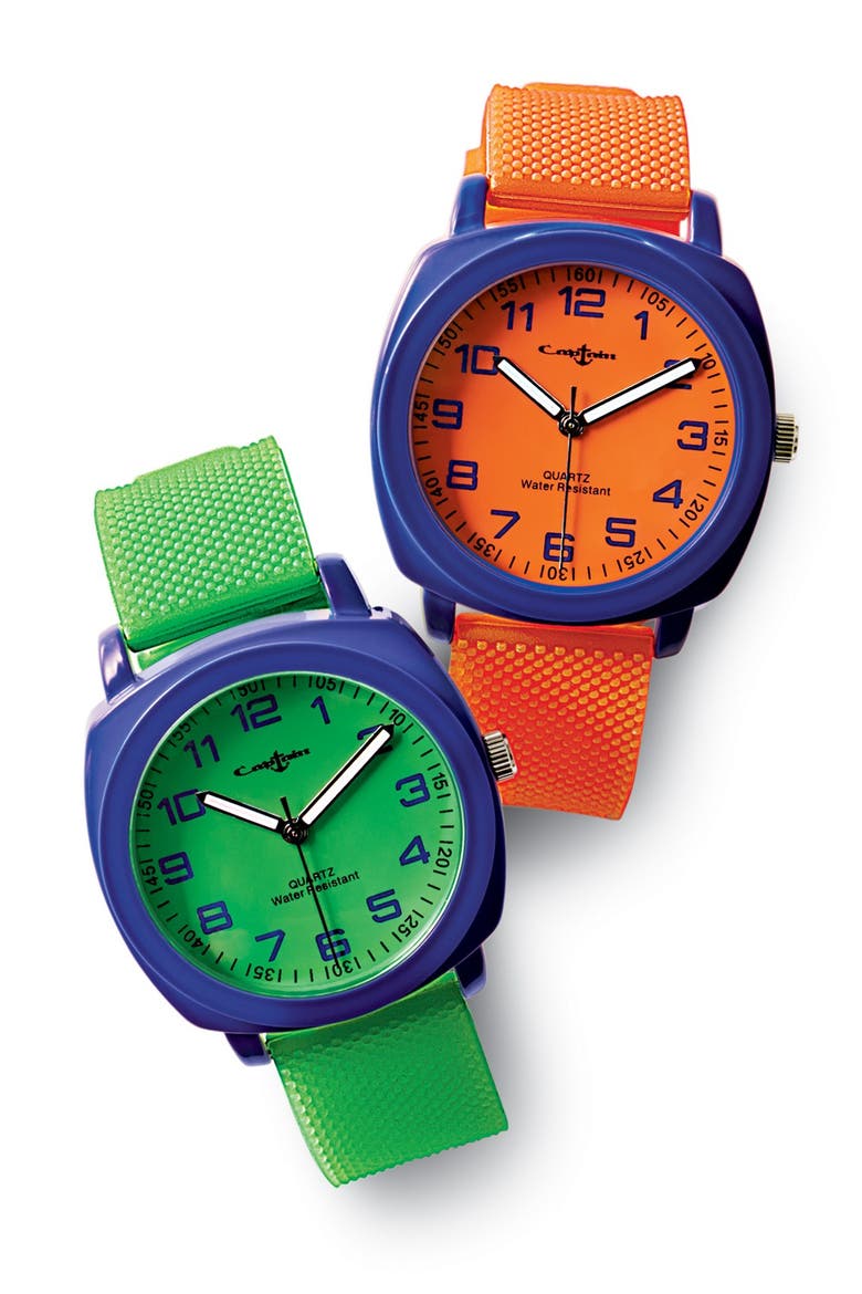'Neon Mix' Watch, Main, color, ORANGE/ BLUE