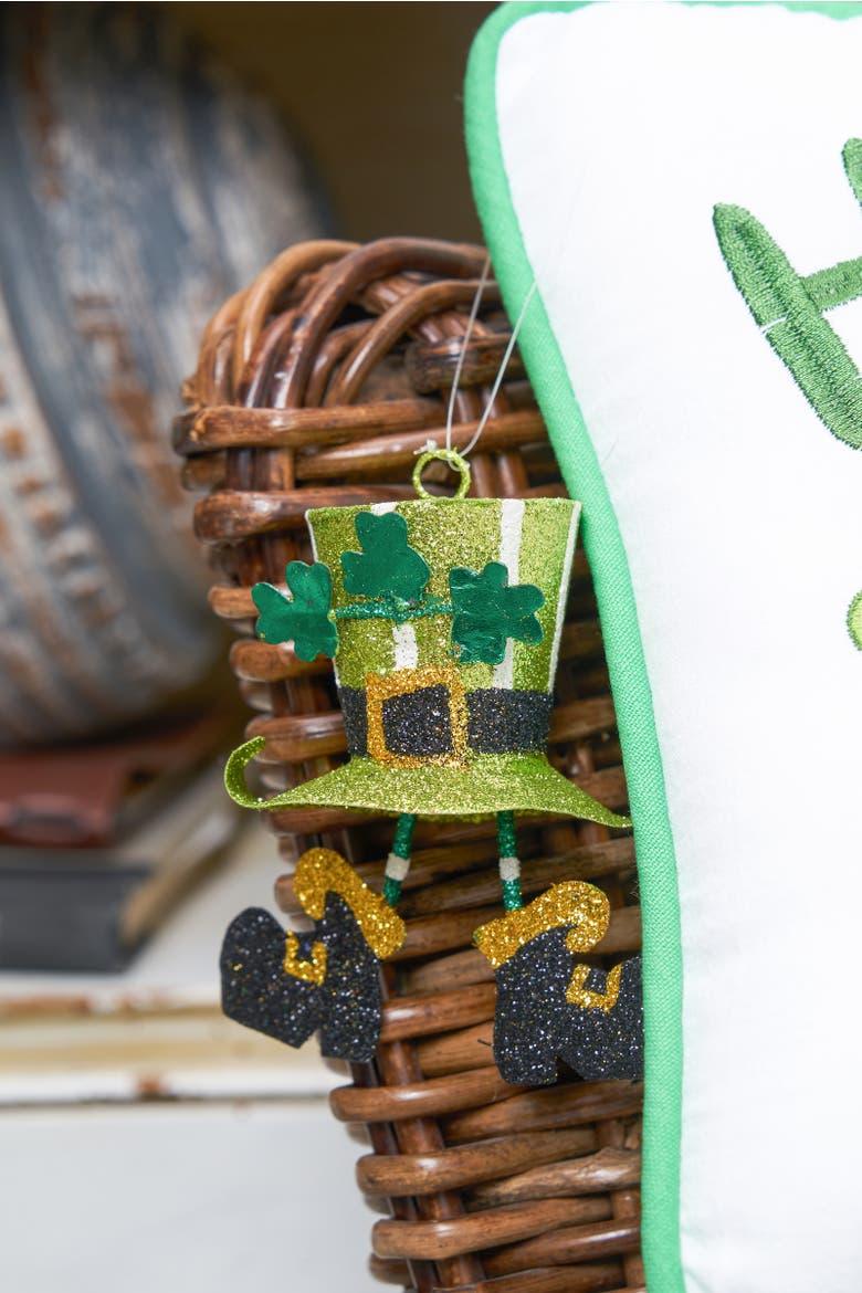 St. Patrick's Day Leprechaun Uniform Set of 3 Tree Ornaments, Alternate, color, Green