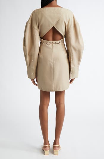 Jacquemus La Robe Chemise Casaco Lantern Sleeve Wool Blend