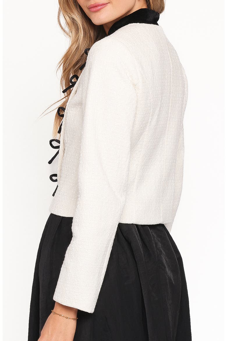 Jorah Bow Detail Crop Jacket, Alternate, color, CREAM