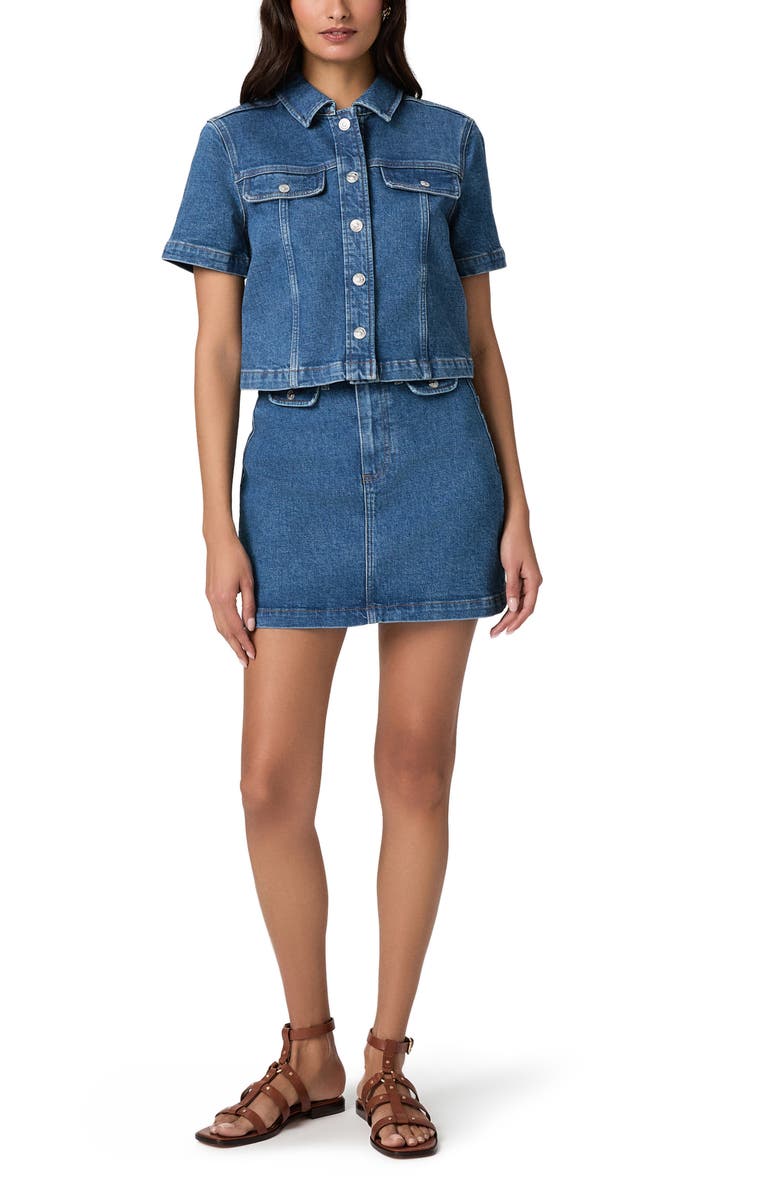 PAIGE Elly Short Sleeve Denim Jacket, Alternate, color, Laguna