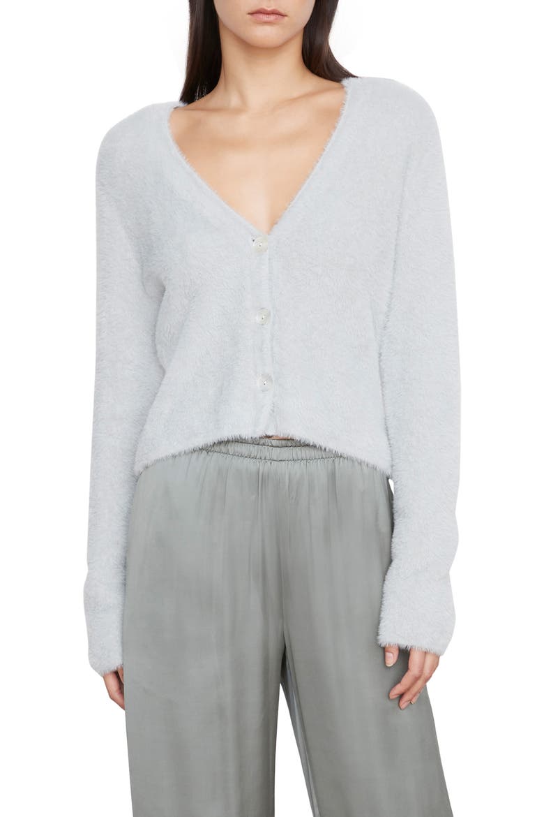Eyelash Knit V-Neck Cardigan, Main, color, ICE BAY