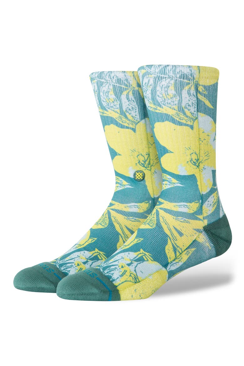 Lihue Crew Socks, Main, color, GREEN