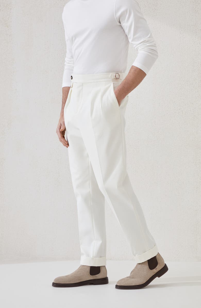 Brunello Cucinelli Gabardine tailor fit trousers, Alternate, color, Panama