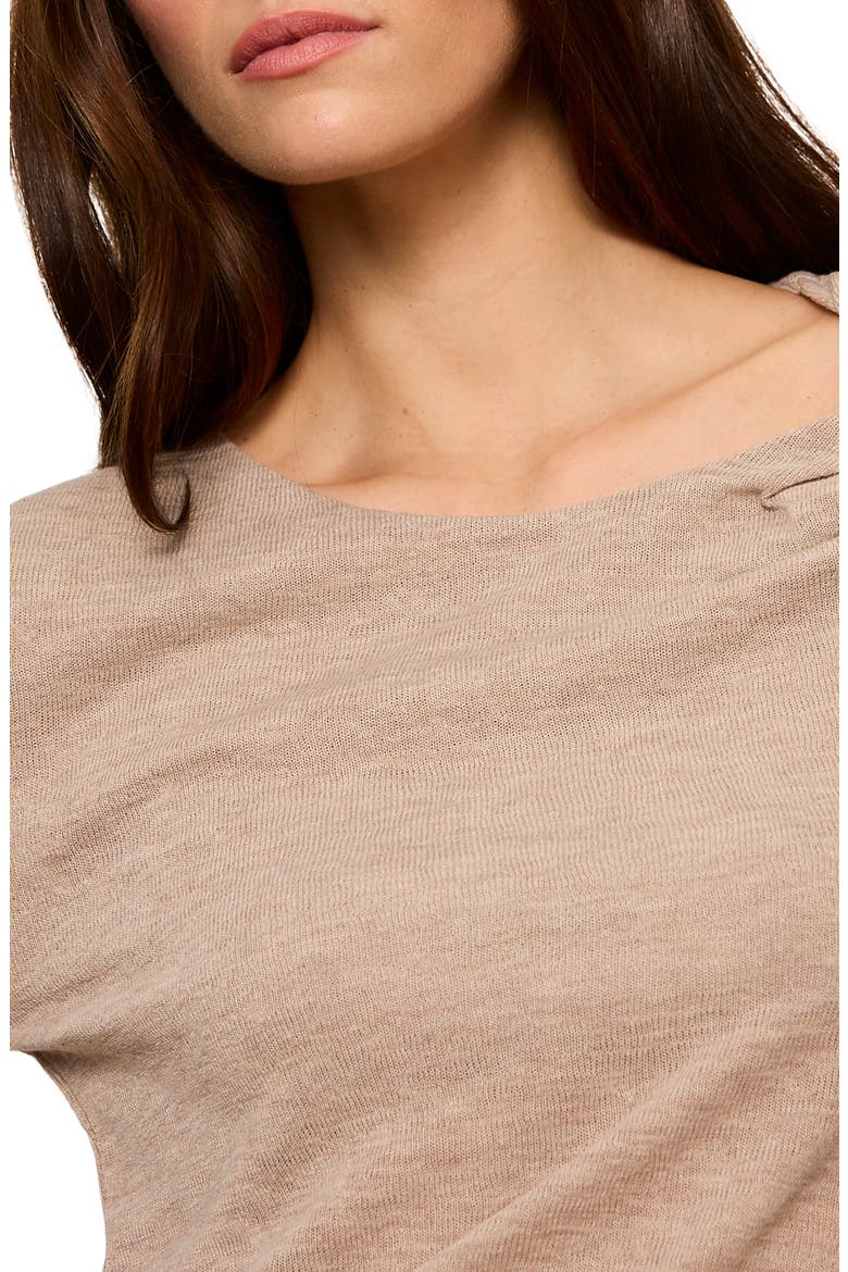 Suki Twist Detail Long Sleeve Rib Top, Alternate, color, HEATHER COCOA BROWN