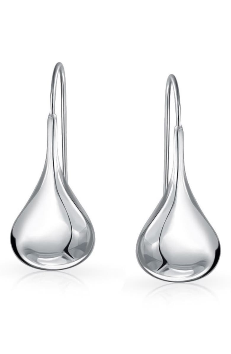 BLING JEWELRY Sterling Silver Puffed Raindrop Earrings, Main, color, Silver
