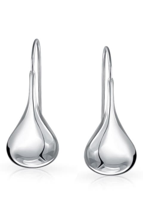 Sterling Silver Puffed Raindrop Earrings