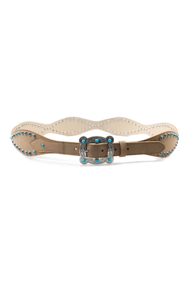 Gallup Studded Belt, Main, color, BEIGE