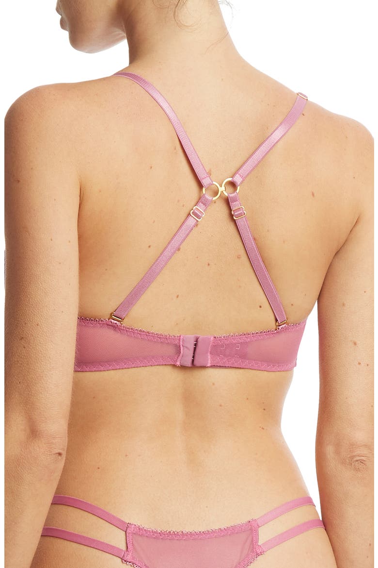Strappy Lace & Mesh Underwire Bra, Alternate, color, ROSEHIP