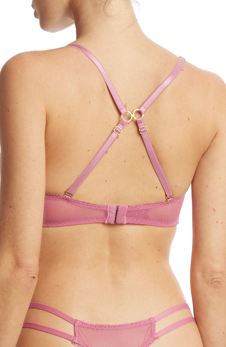 Hanky Panky Strappy Lace & Mesh Underwire Bra, Alternate, color, Rosehip