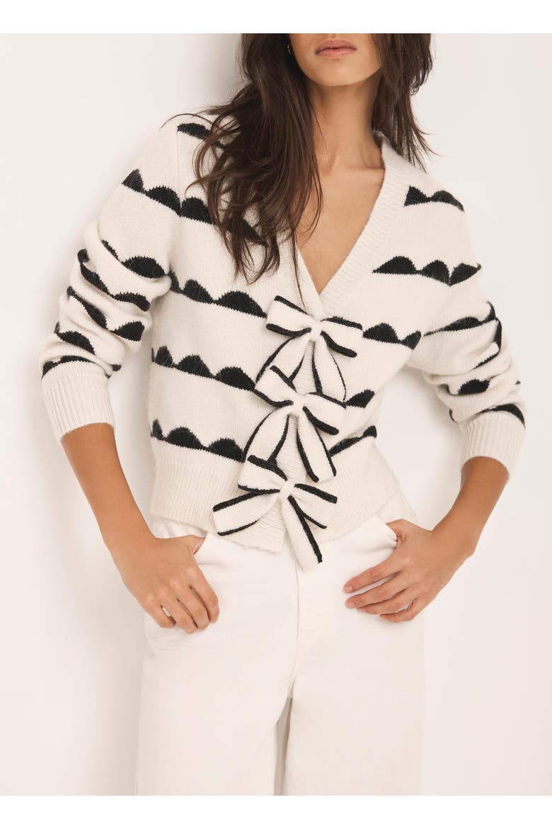 Wool Blend Bow Detail Cardigan, Main, color, Ivory