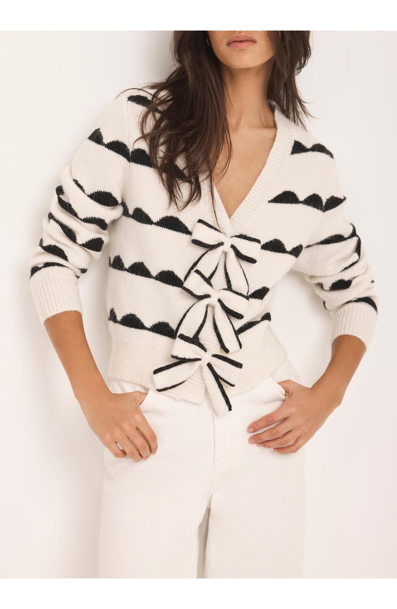 MINT VELVET Wool Blend Bow Detail Cardigan, Main, color, Ivory