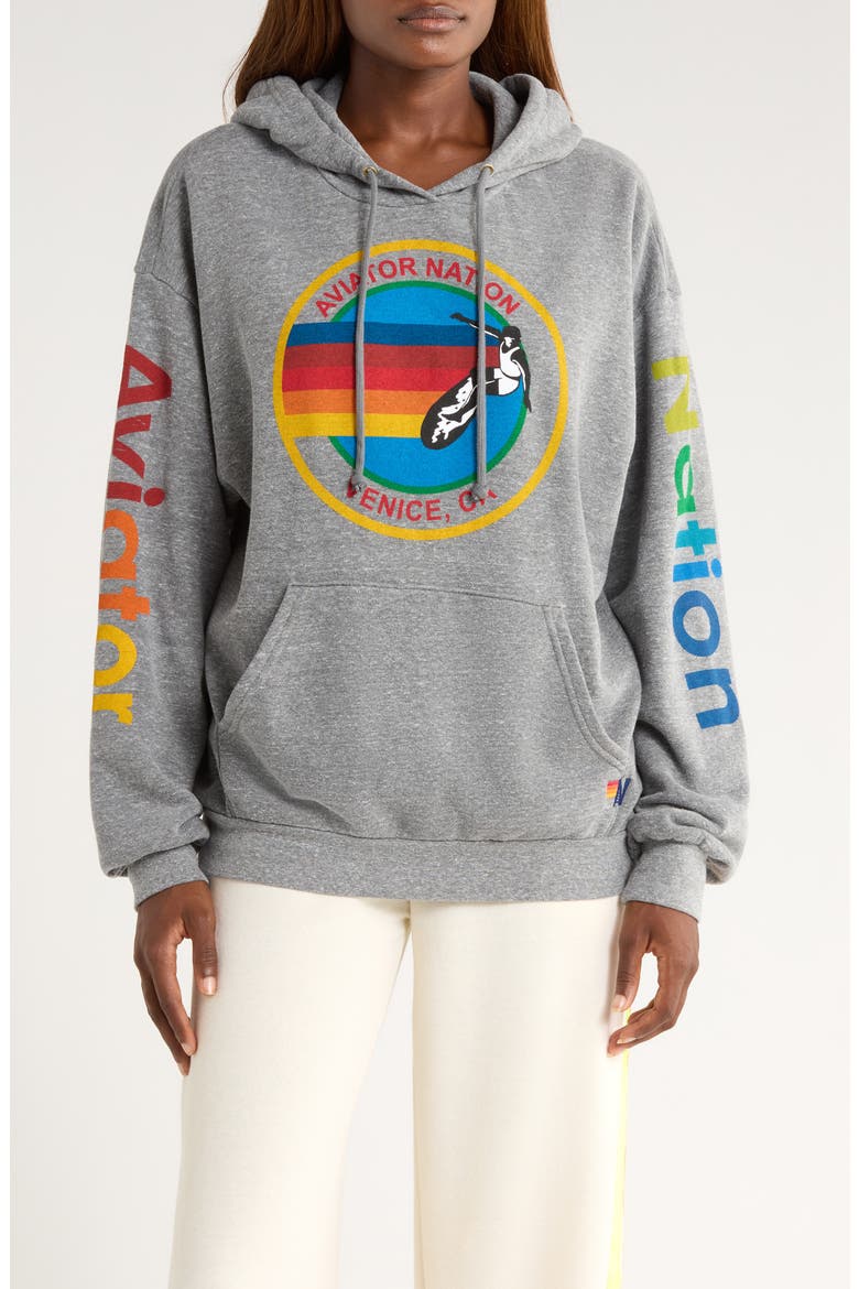 Relaxed Graphic Hoodie, Main, color, HEATHER GREY