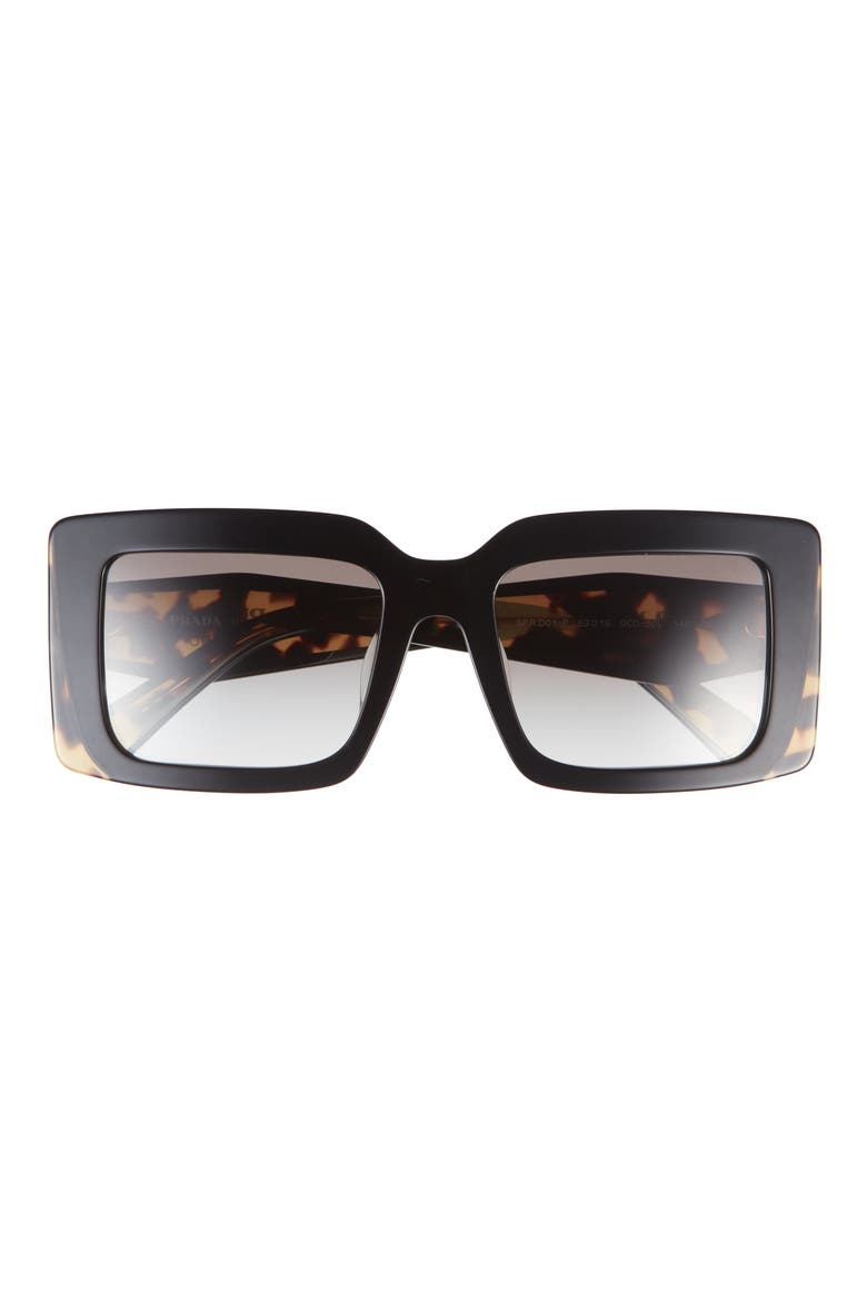 53mm Rectangular Sunglasses, Main, color, BLACK/MEDIUM TORTOISE / GREY G