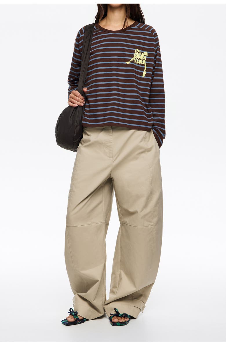 Bimba y Lola Striped Logo Tie T-Shirt, Alternate, color, Dark Brown