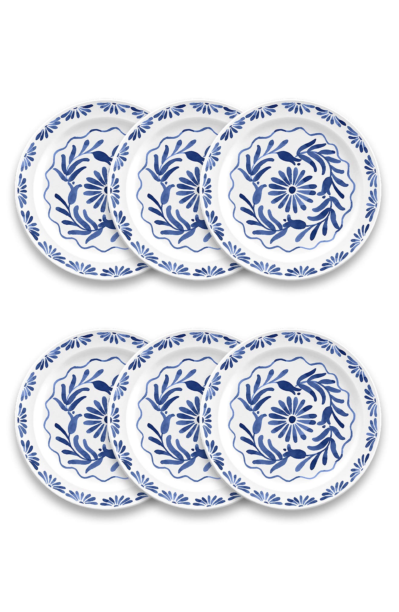 TarHong Set of Six Azul Melamine Plates