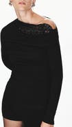MANGO Off the Shoulder Lace Trim Top