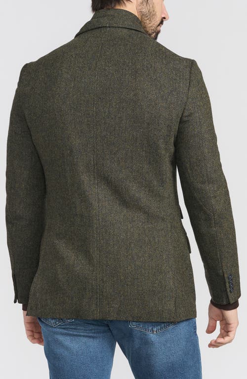 Shop Flynt Olive Herringbone Wool & Cashmere Hybrid Sport Coat With Removable Bib