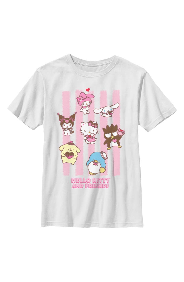 Hello Kitty Boy's Hello Kitty Stripes and Friends  Graphic T-Shirt, Main, color, White
