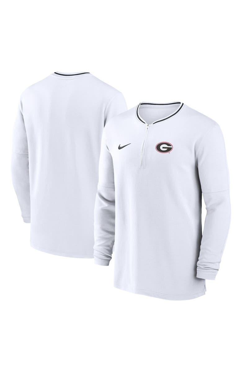 Nike Men's Nike White Georgia Bulldogs 2024 Sideline Coach Performance Half-Zip Long Sleeve Top, Main, color, 
