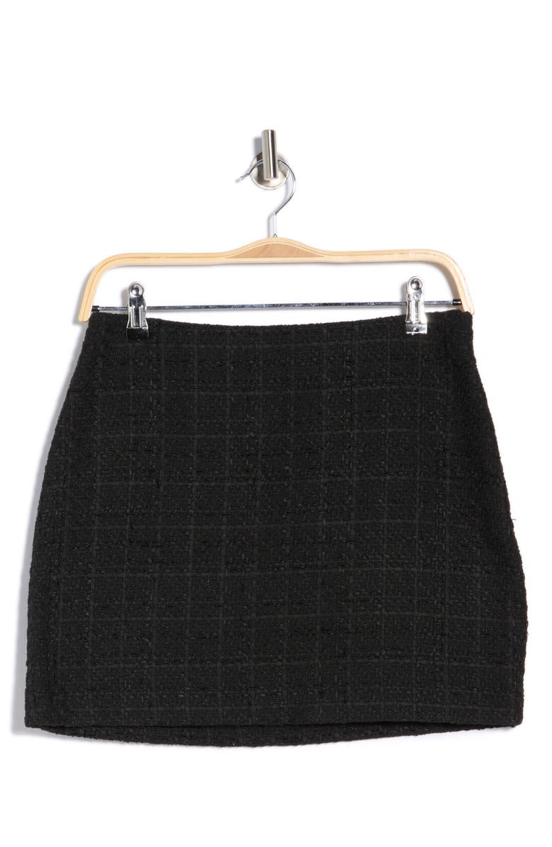 Leith Tweed Flared Miniskirt, Alternate, color, Black