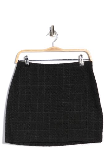 Leith Tweed Flared Miniskirt In Black