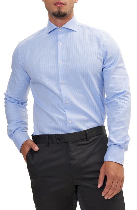 Stripe French Placket Dress Shirt