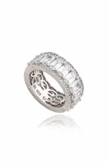 SUZY LEVIAN Sterling Silver Emerald Cut CZ Eternity Band Ring