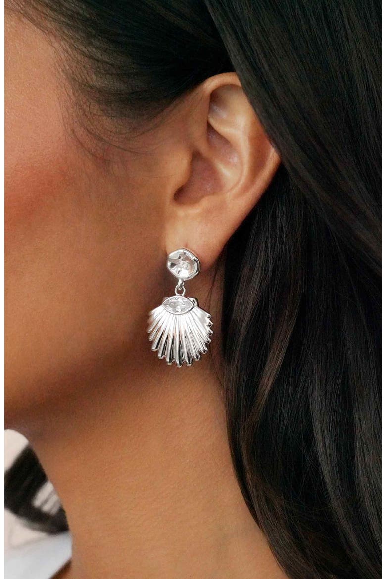 Santorini Shell Drop Earrings, Alternate, color, SILVER
