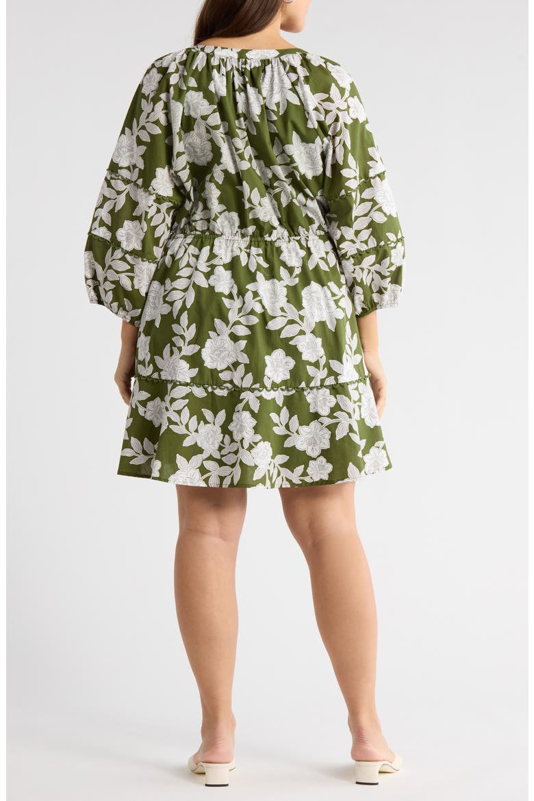 Dabria Hizley Floral Long Sleeve Cotton Dress, Alternate, color, CREAM-GREEN