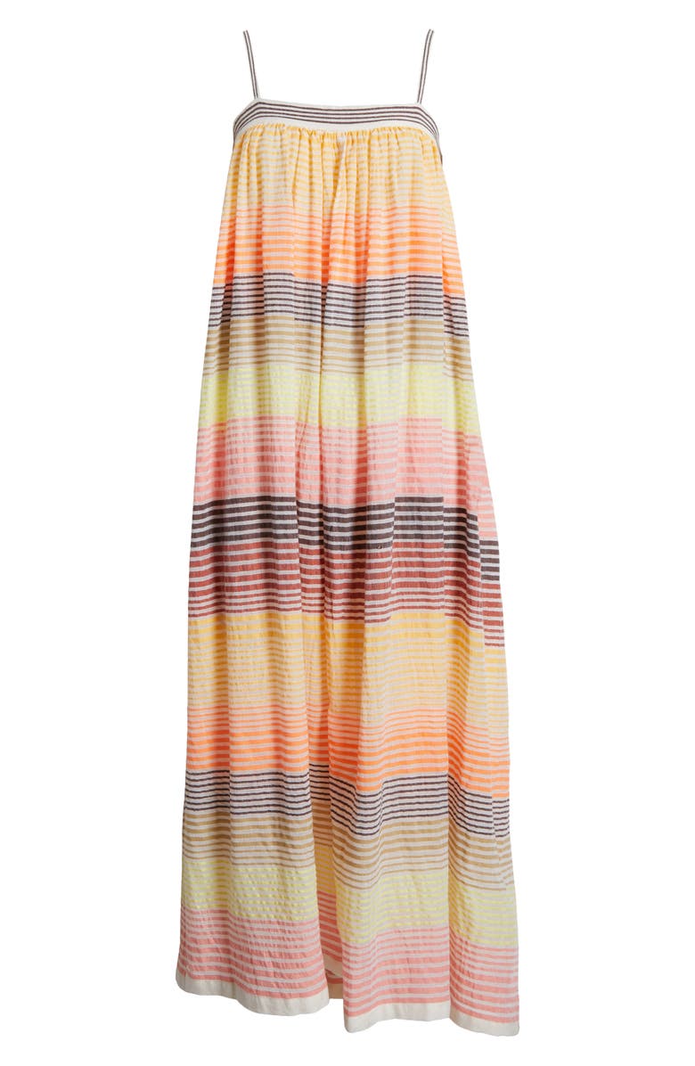 lemlem Eda Mixed Stripe Cotton Blend Cover-Up Sundress, Alternate, color, Amaresh Sunrise