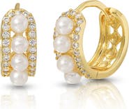 Joy Dravecky Vivian Imitation Pearl Huggie Hoop Earrings