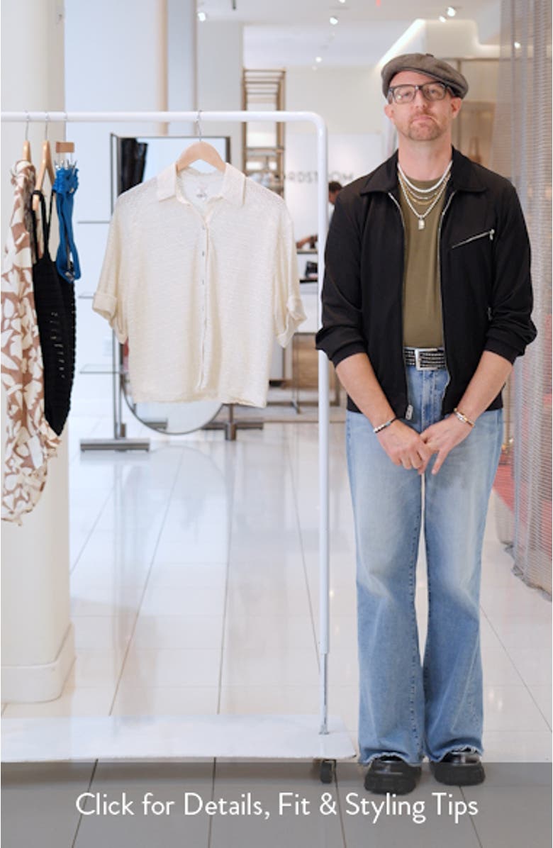 Blake Metallic Sheer Button-Up Cover-Up Shirt, sales video thumbnail