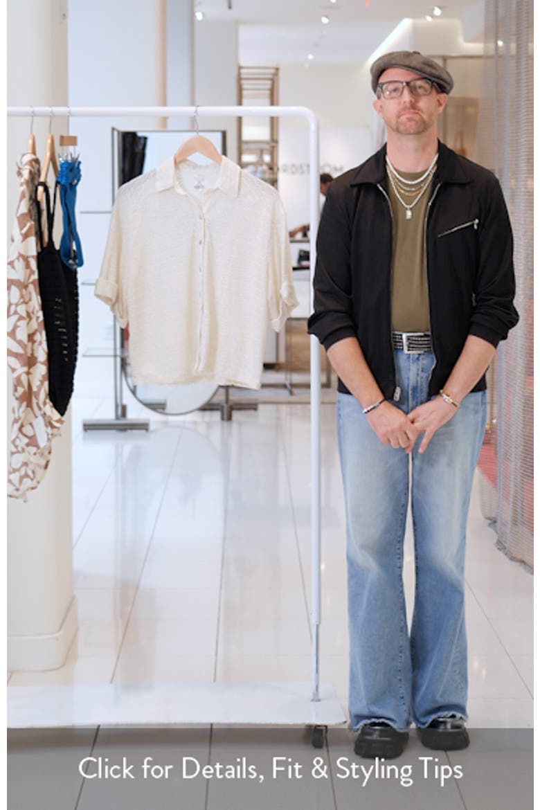 Blake Metallic Sheer Button-Up Cover-Up Shirt video
