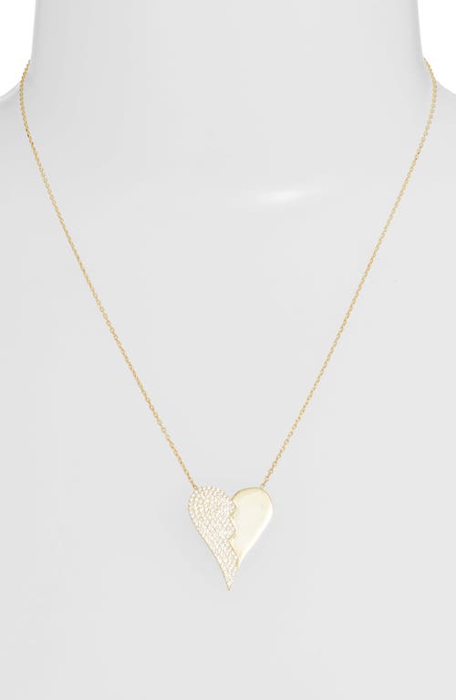 Shymi Half Pavé Heart Pendant Necklace In Gold/white