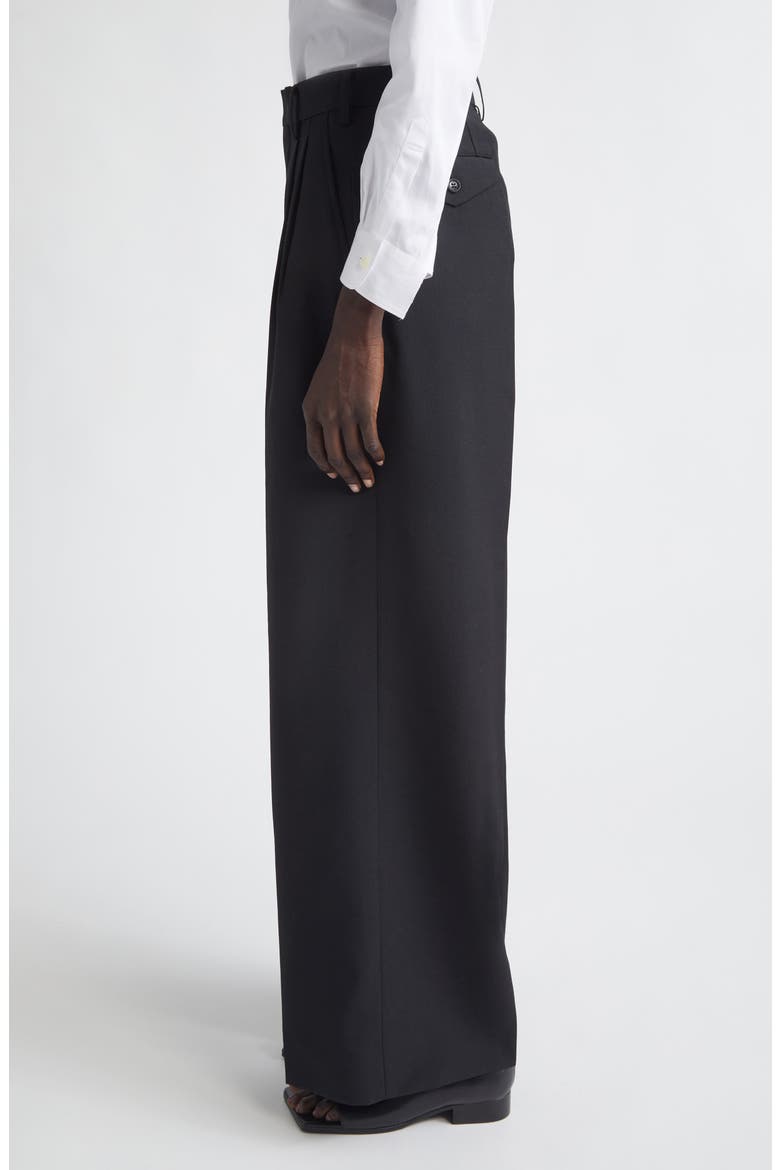 High Waist Pleated Wool & Mohair Wide Leg Pants, Alternate, color, BLACK
