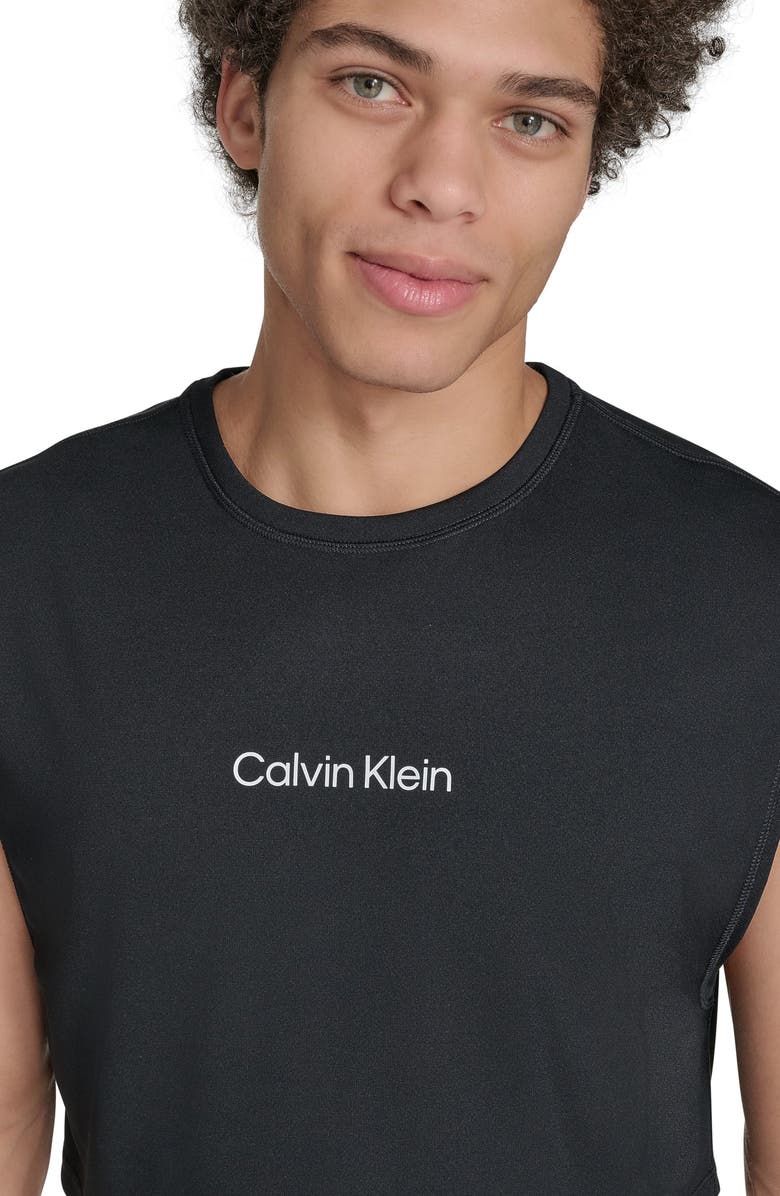 Calvin Klein Sleeveless Crop Rashguard, Alternate, color, Black